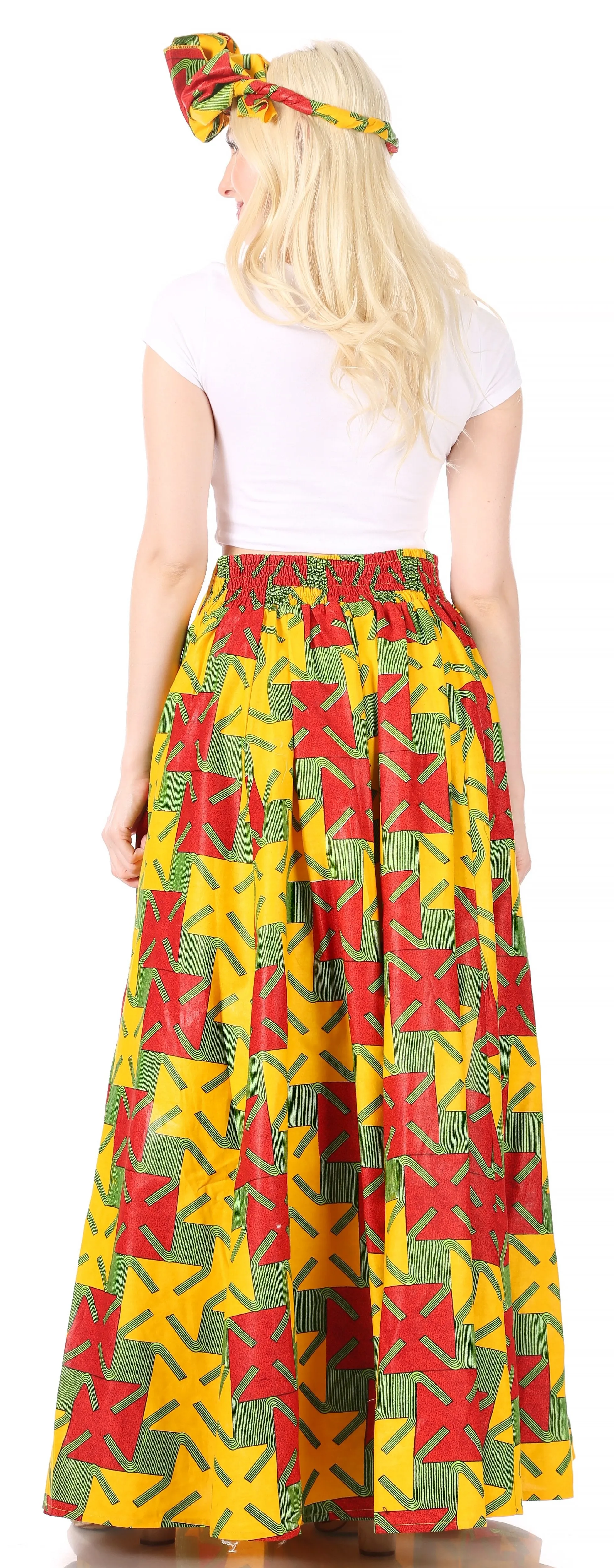 Sakkas Asma Convertible Traditional Wax Print Adjustable Strap Maxi Skirt | Dress