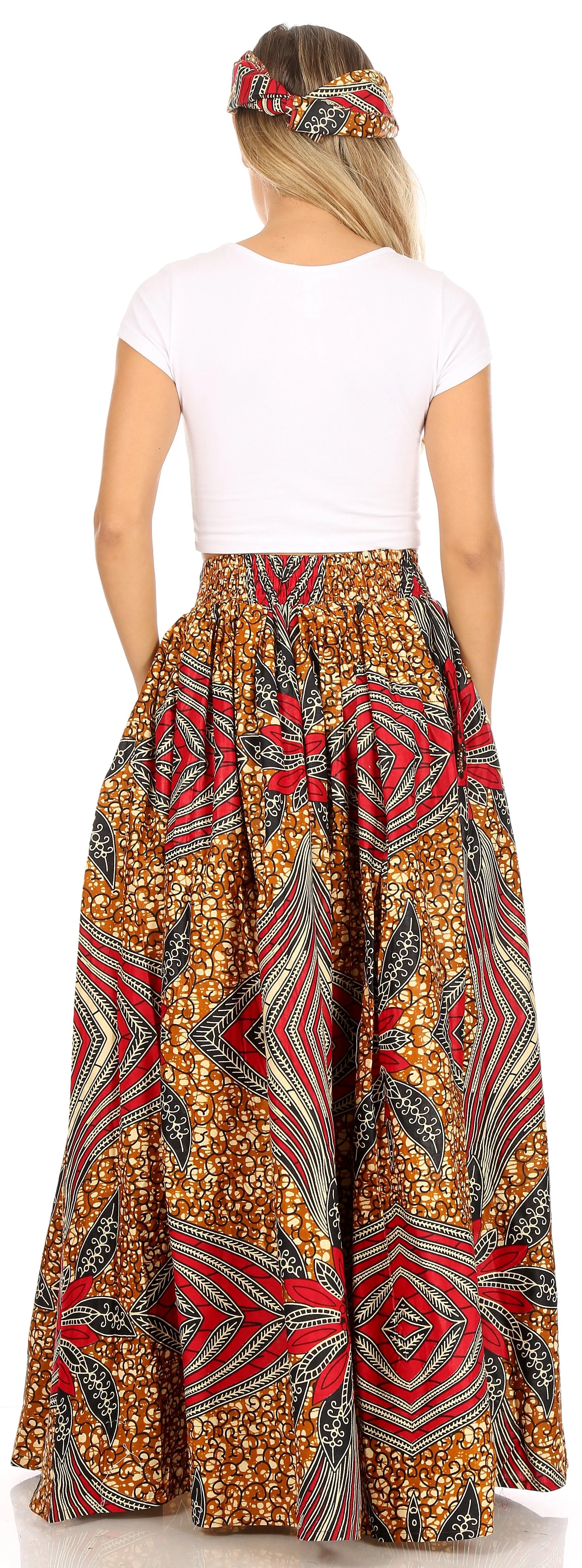 Sakkas Asma Convertible Traditional Wax Print Adjustable Strap Maxi Skirt | Dress