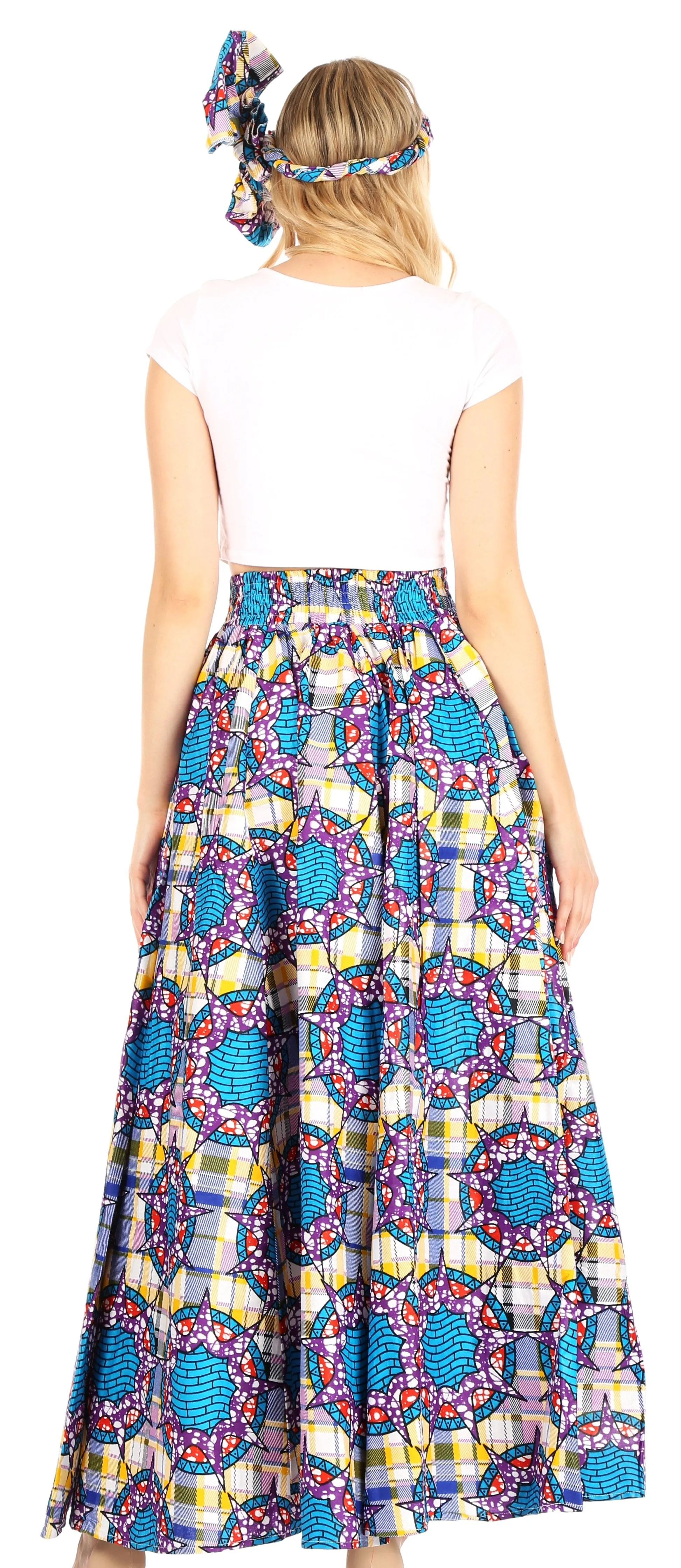 Sakkas Asma Convertible Traditional Wax Print Adjustable Strap Maxi Skirt | Dress