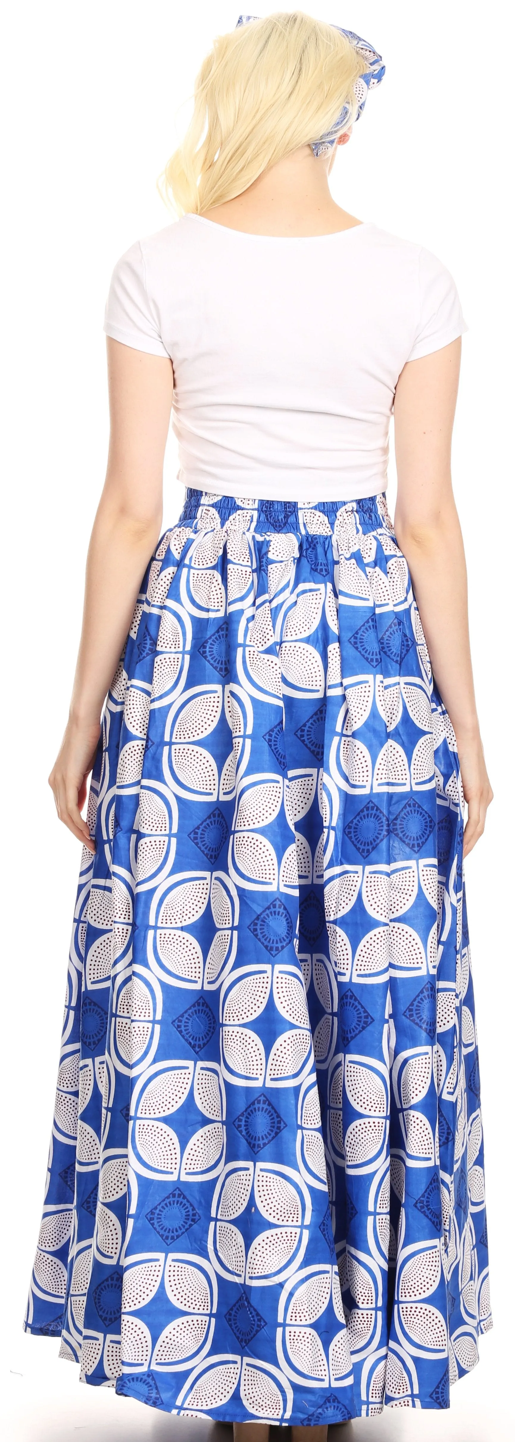 Sakkas Asma Convertible Traditional Wax Print Adjustable Strap Maxi Skirt | Dress