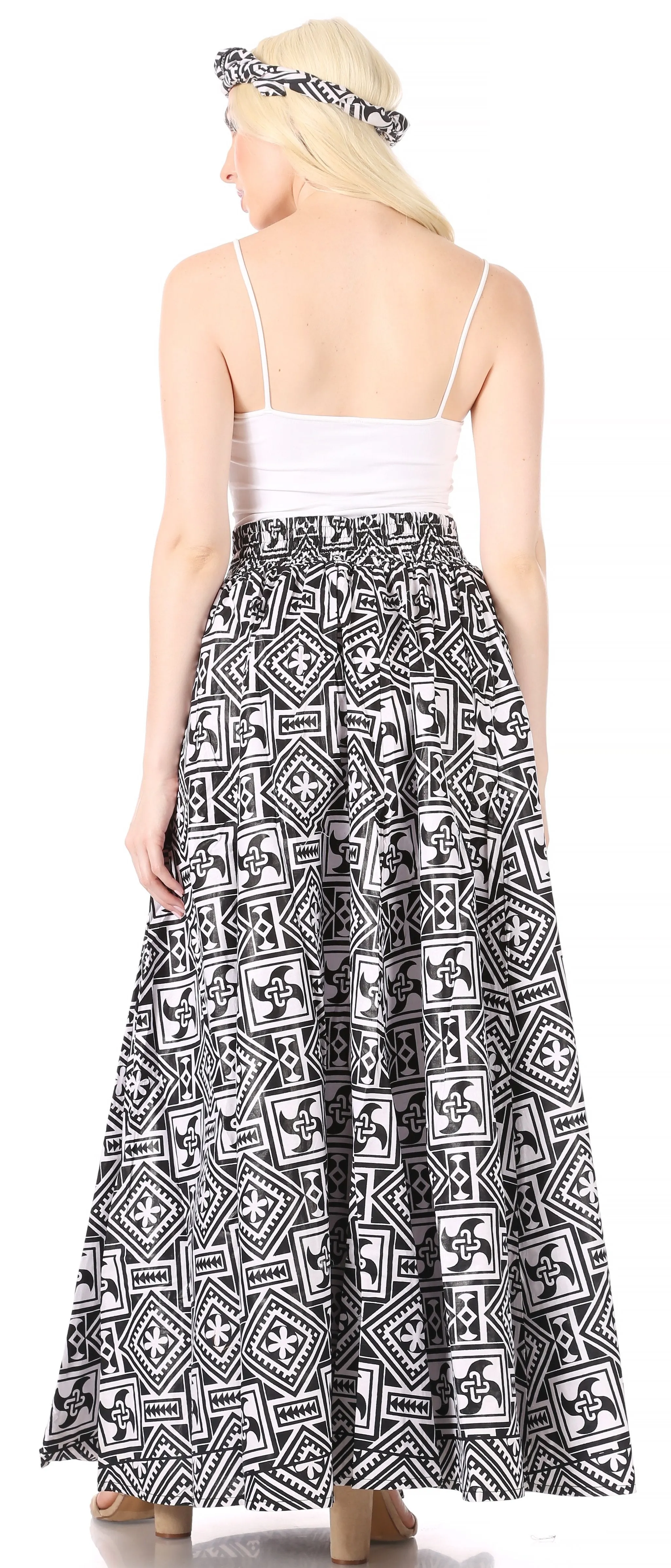 Sakkas Asma Convertible Traditional Wax Print Adjustable Strap Maxi Skirt | Dress