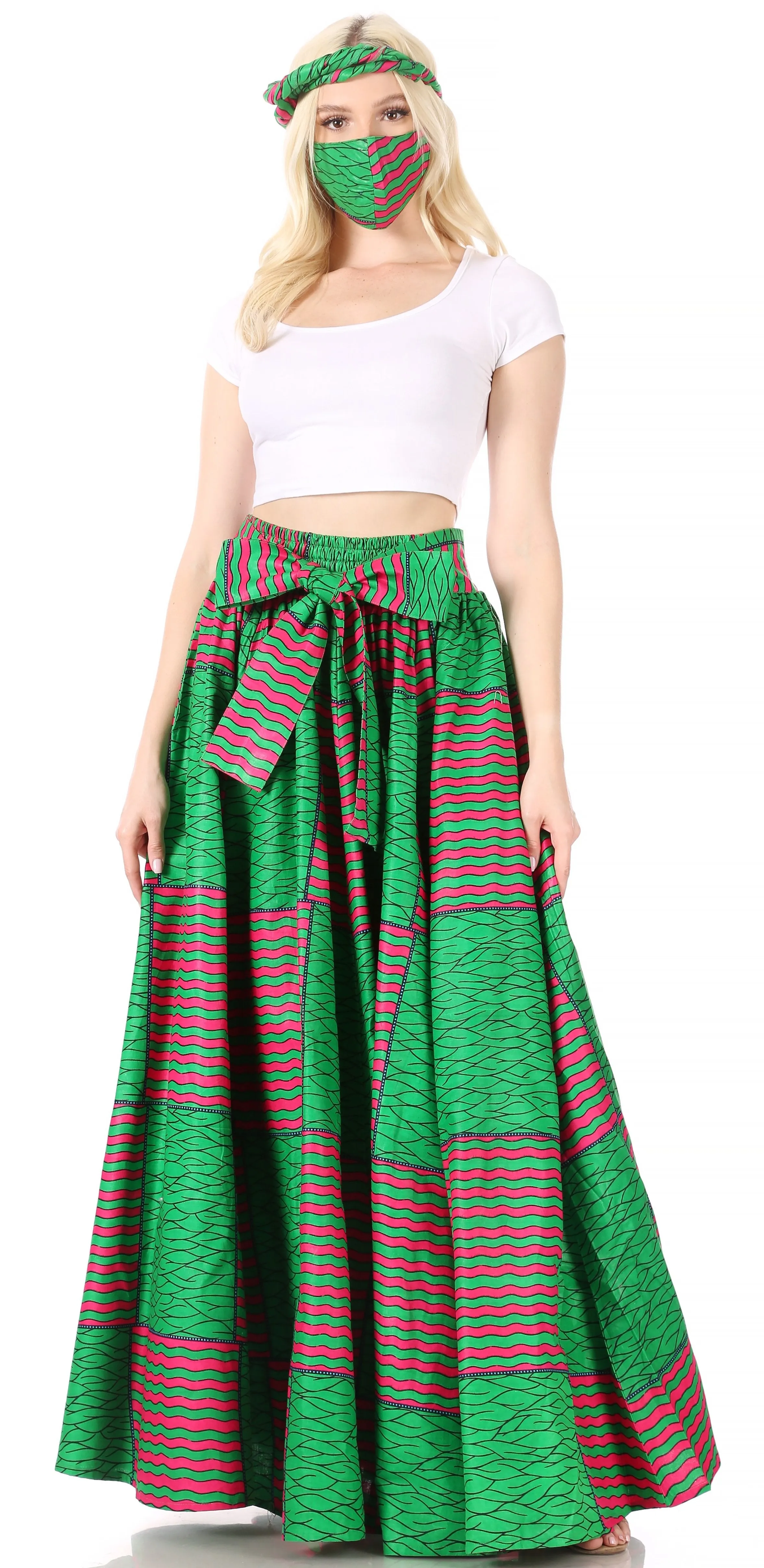 Sakkas Asma Convertible Traditional Wax Print Adjustable Strap Maxi Skirt | Dress