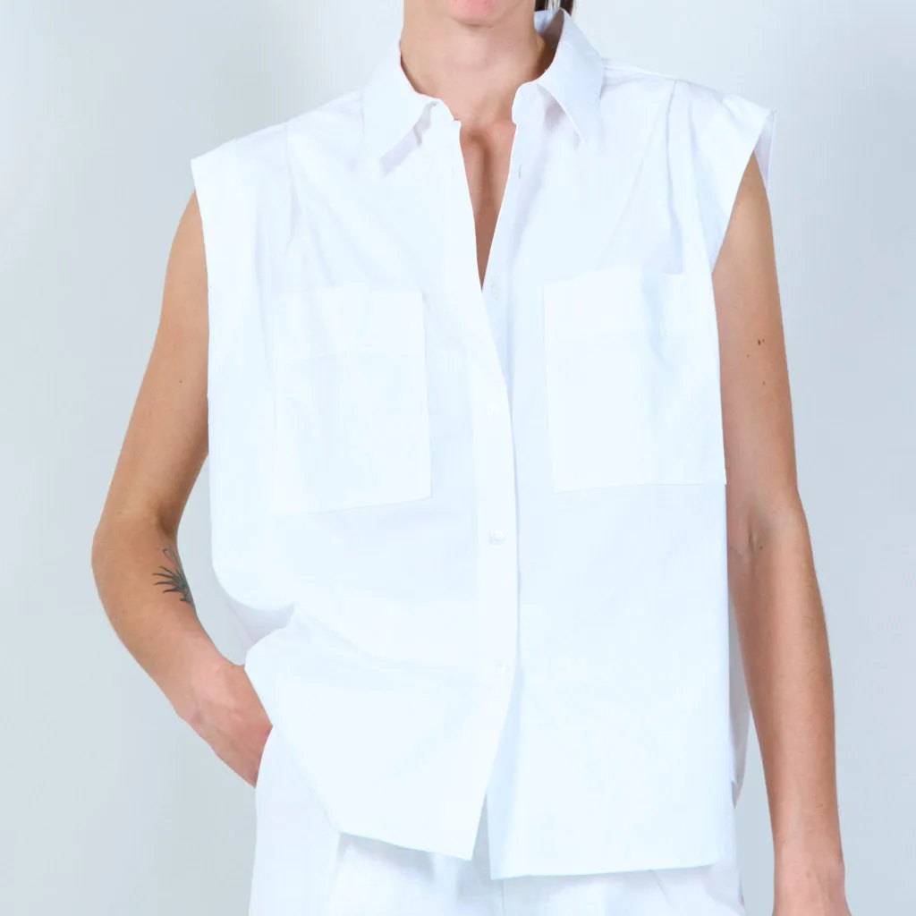 Sleeveless utility vest blouse wholesale