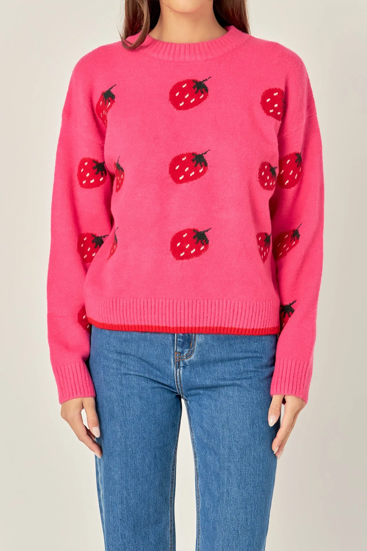 Strawberry Crew Neck Knit