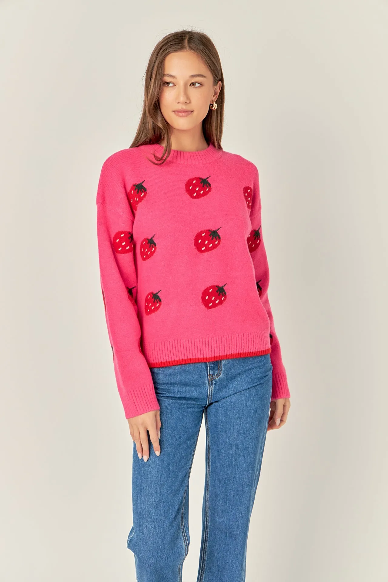 Strawberry Crew Neck Knit