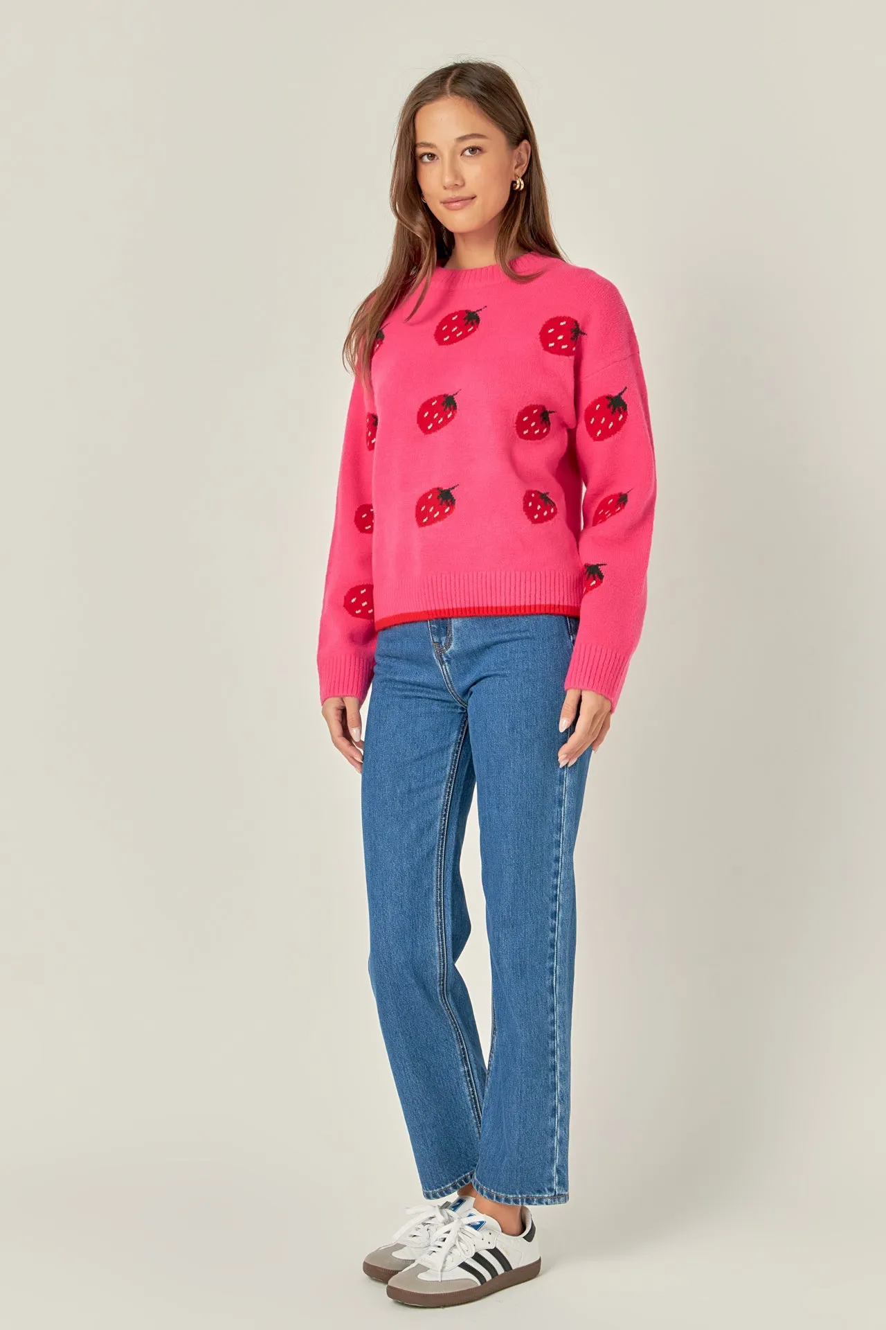 Strawberry Crew Neck Knit