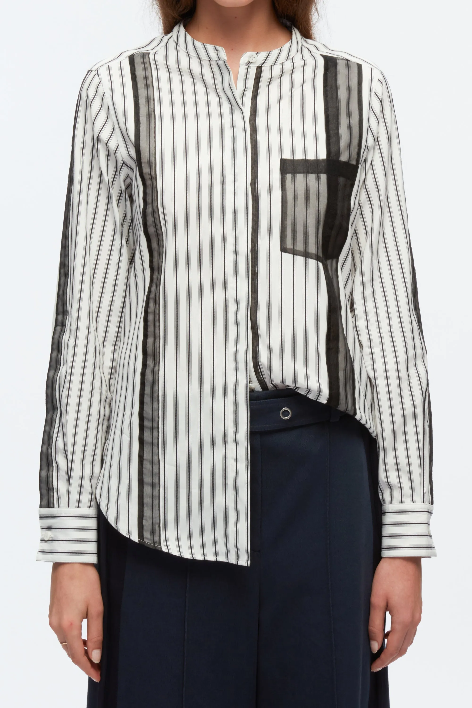 Striped Shirt with Organza Overlay