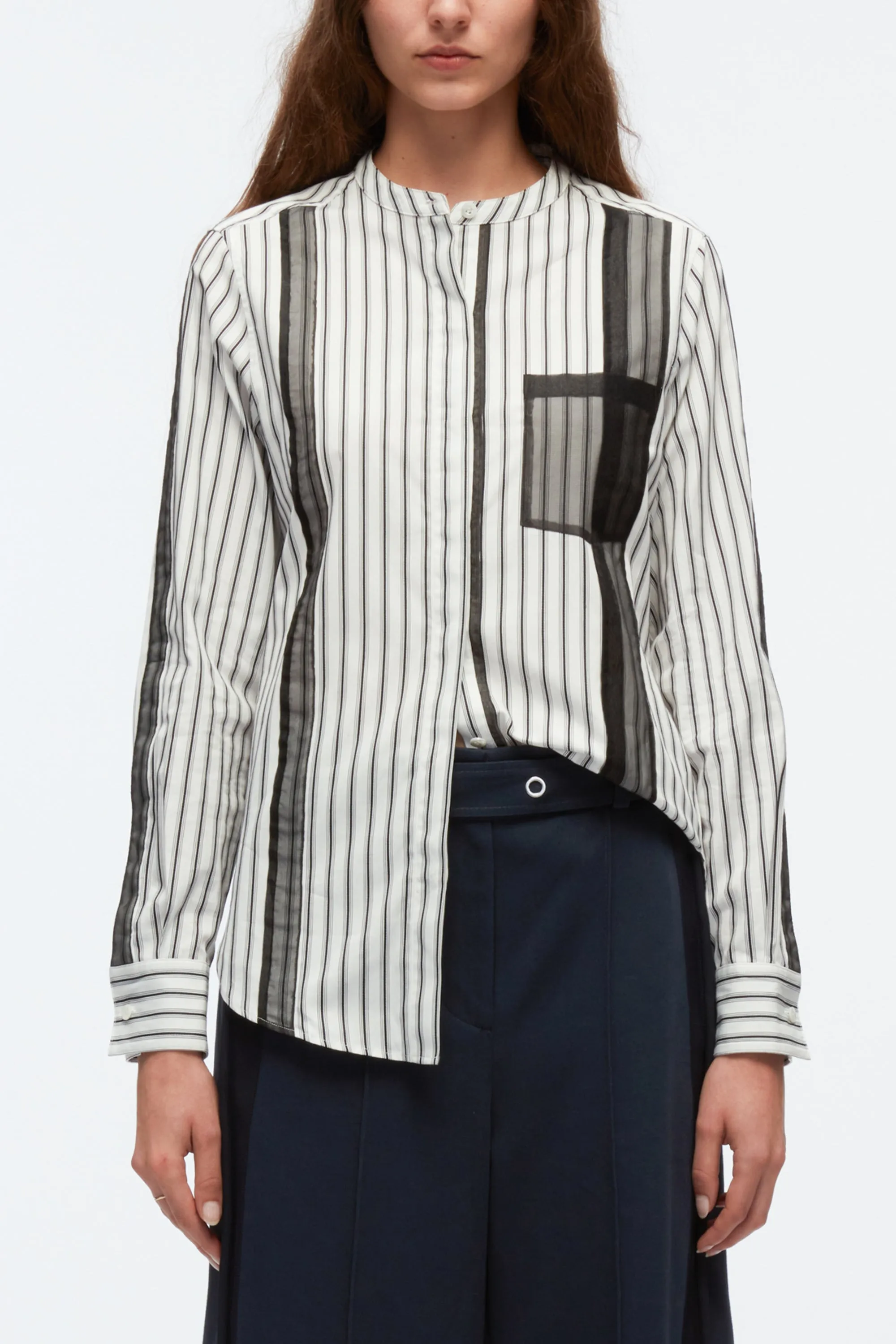 Striped Shirt with Organza Overlay