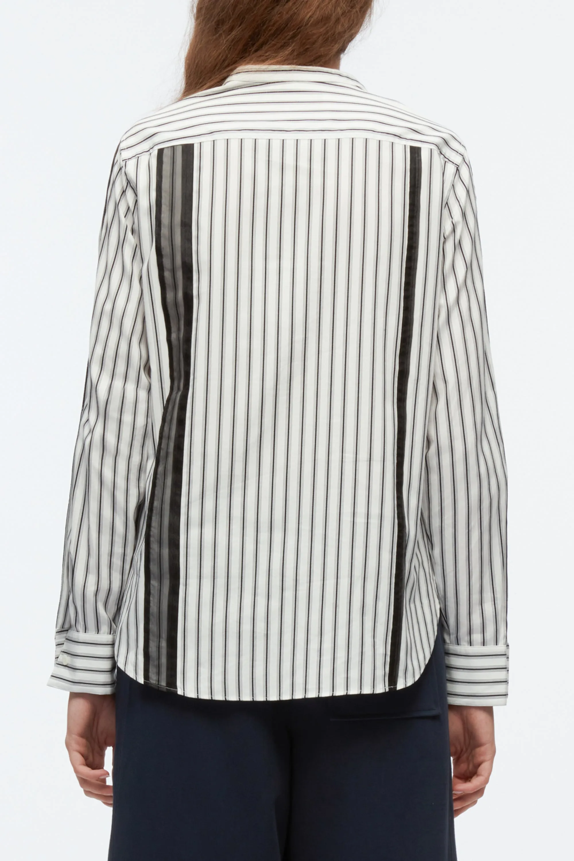 Striped Shirt with Organza Overlay