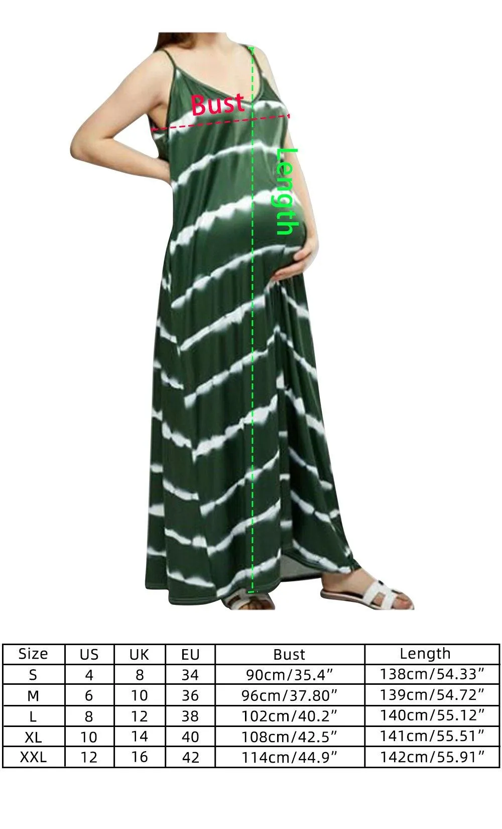 Striped V-neck Sling Maternity Dress