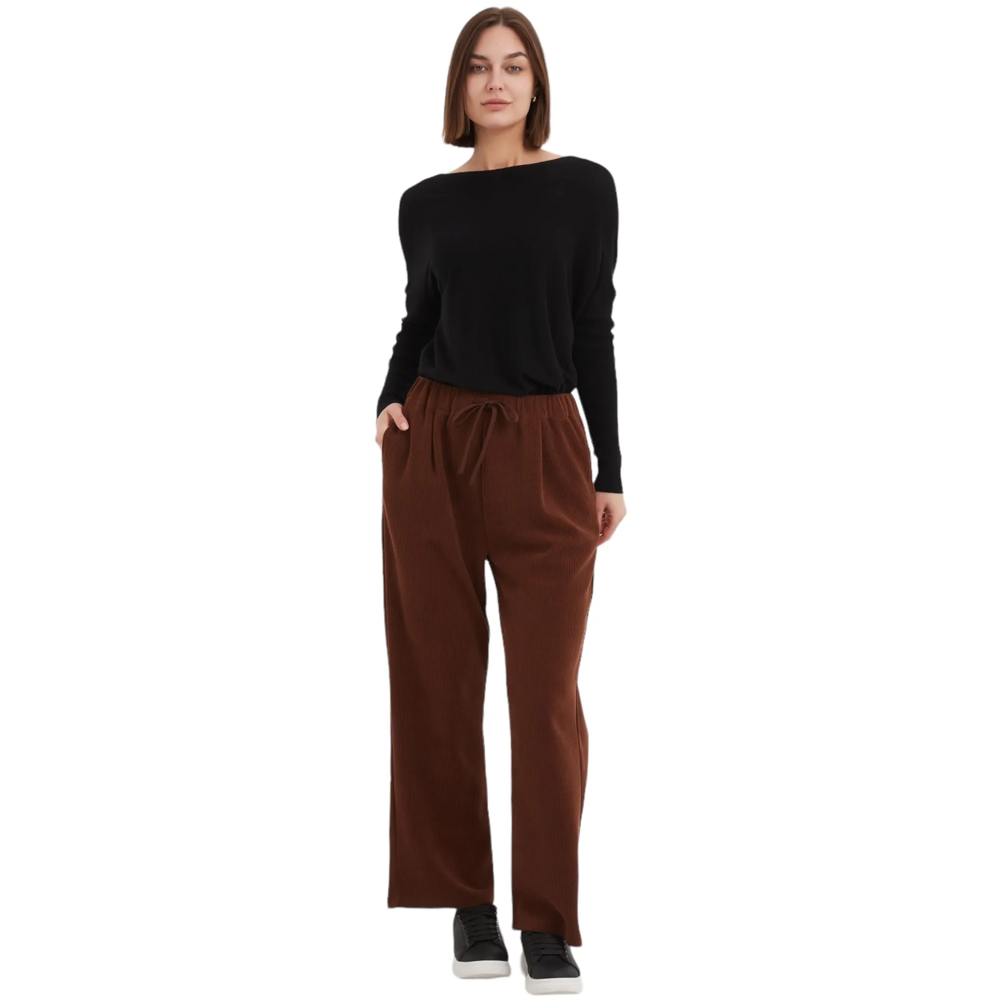 Tirelli Straight Leg Stretch Cord Trousers Mocha