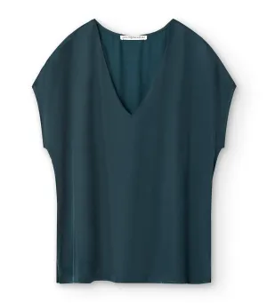 V-Neck Top Petrol Blue