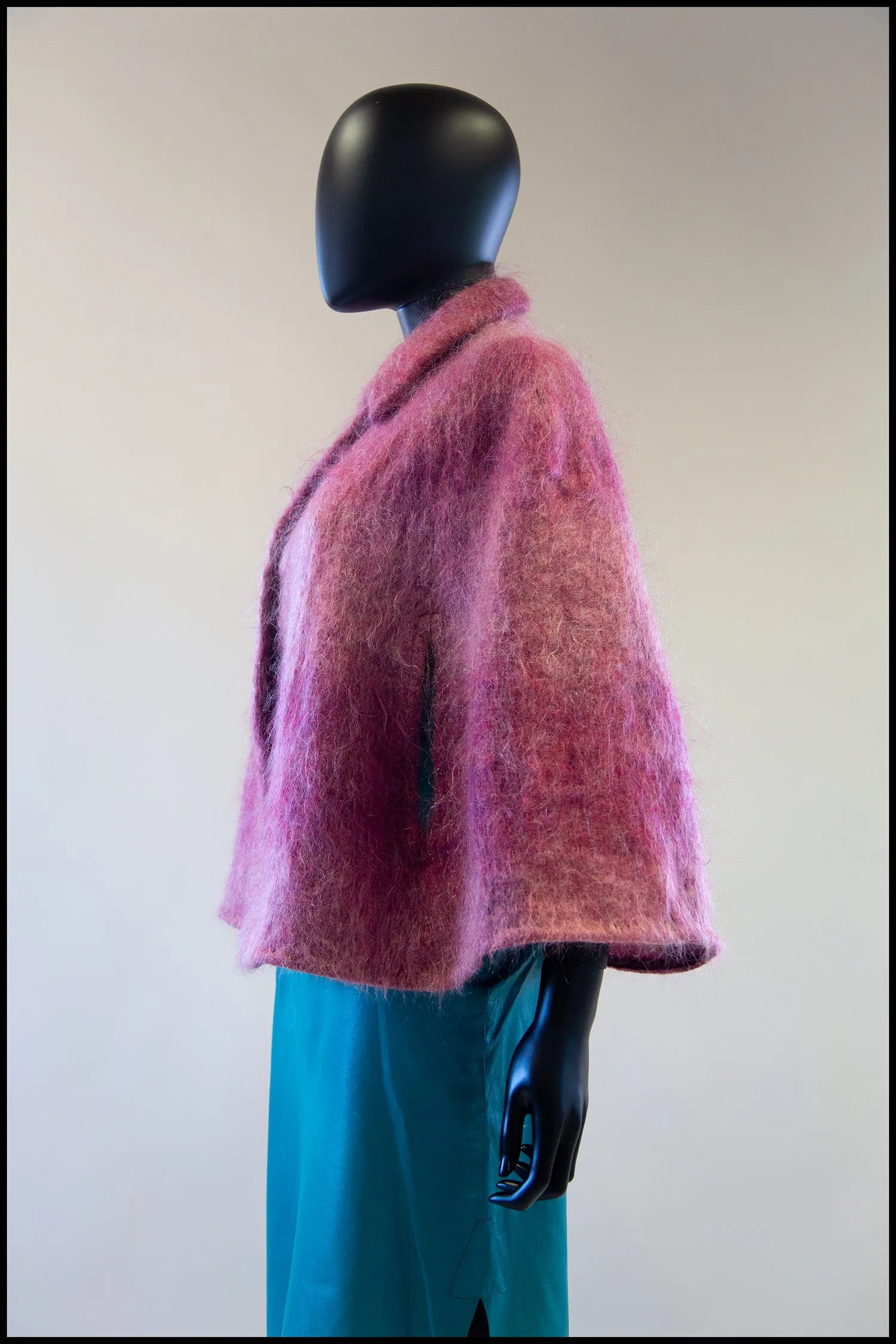 Vintage 1970s Pink Mohair Cape