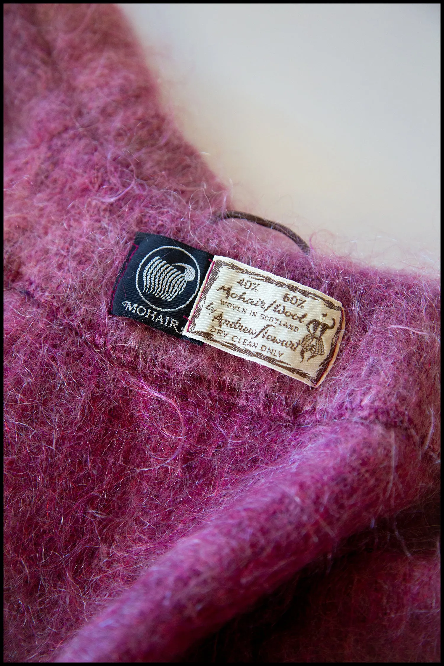 Vintage 1970s Pink Mohair Cape