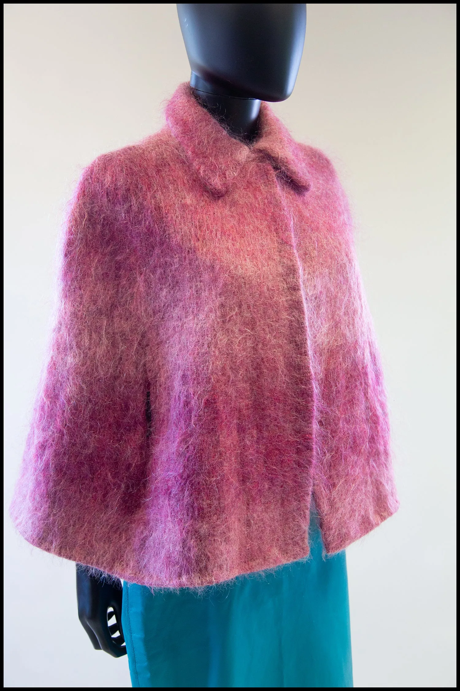 Vintage 1970s Pink Mohair Cape