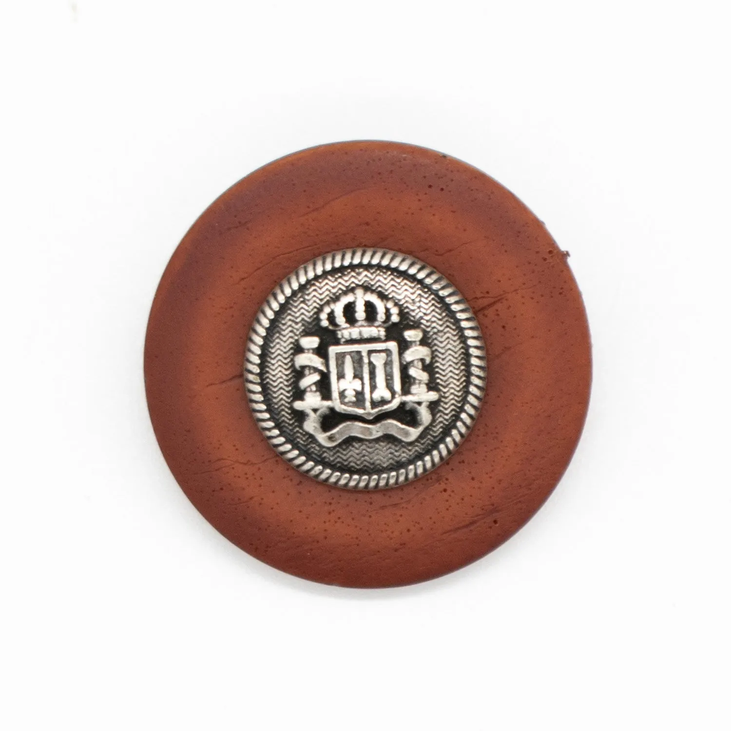 Vintage Imitation Leather with Metal Crest Shank Button