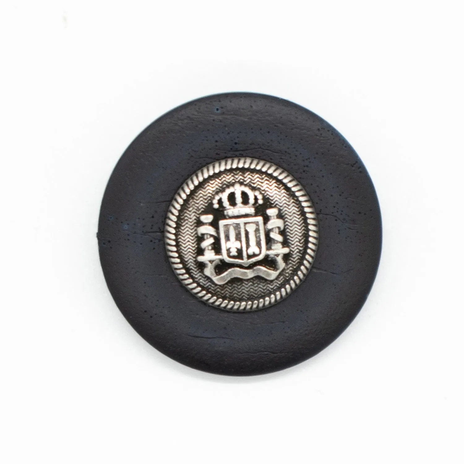 Vintage Imitation Leather with Metal Crest Shank Button