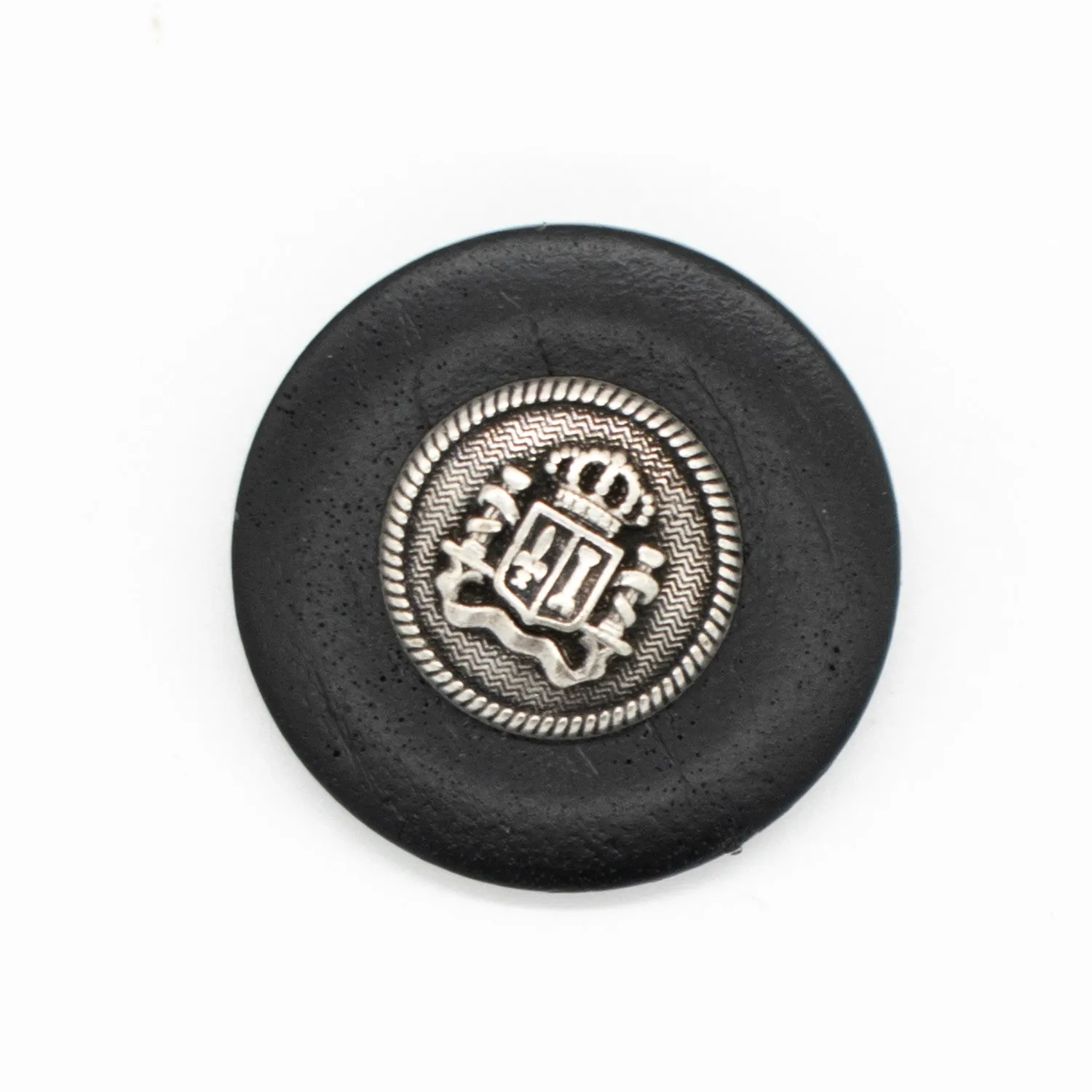 Vintage Imitation Leather with Metal Crest Shank Button