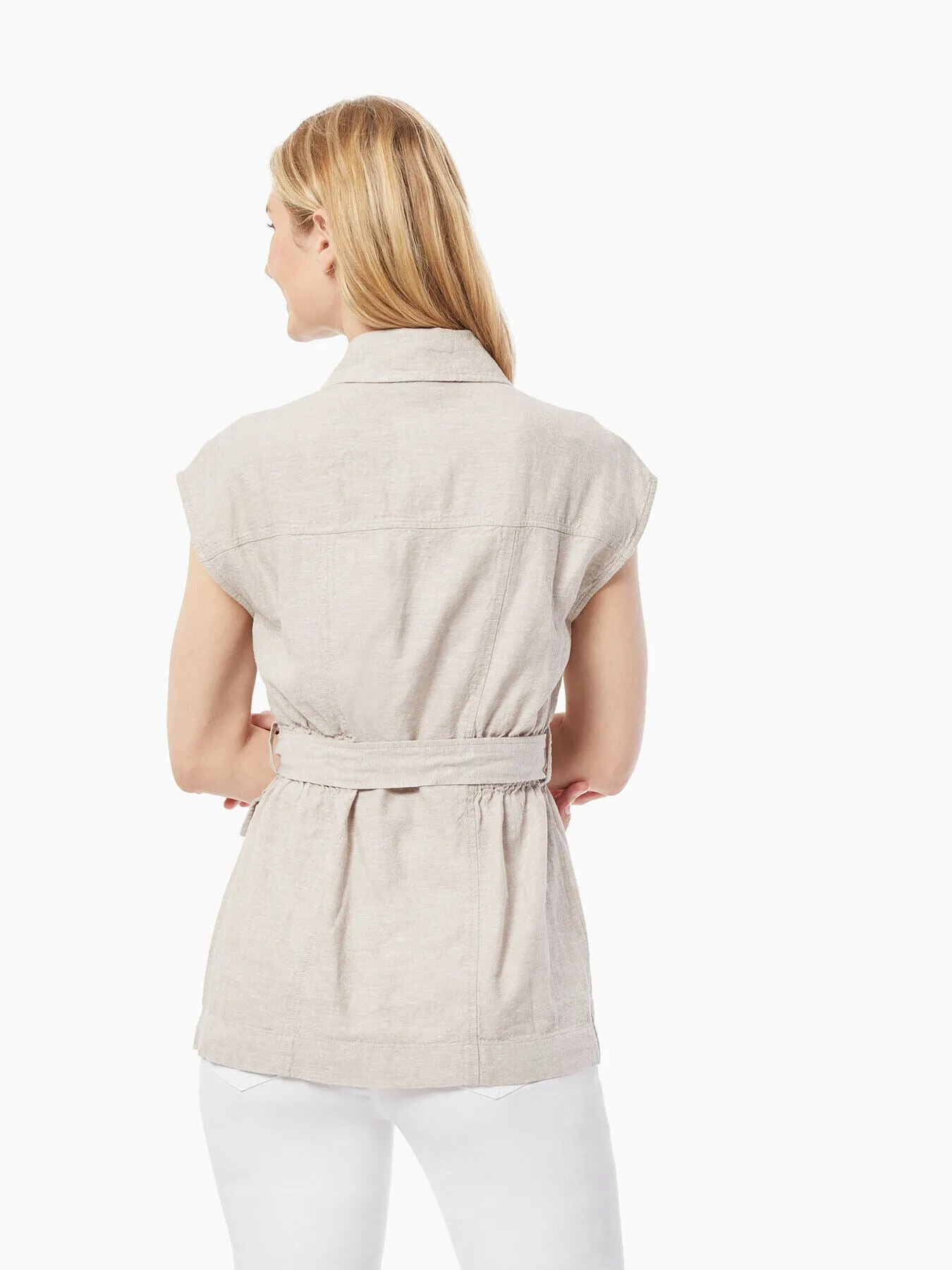 Washed Linen-Blend Safari Vest