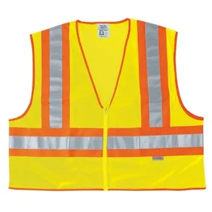 WCCL2LX2 MCR Poly,Mesh Safety Vest,4 1/2" Orange/Silver Stripe,LIME