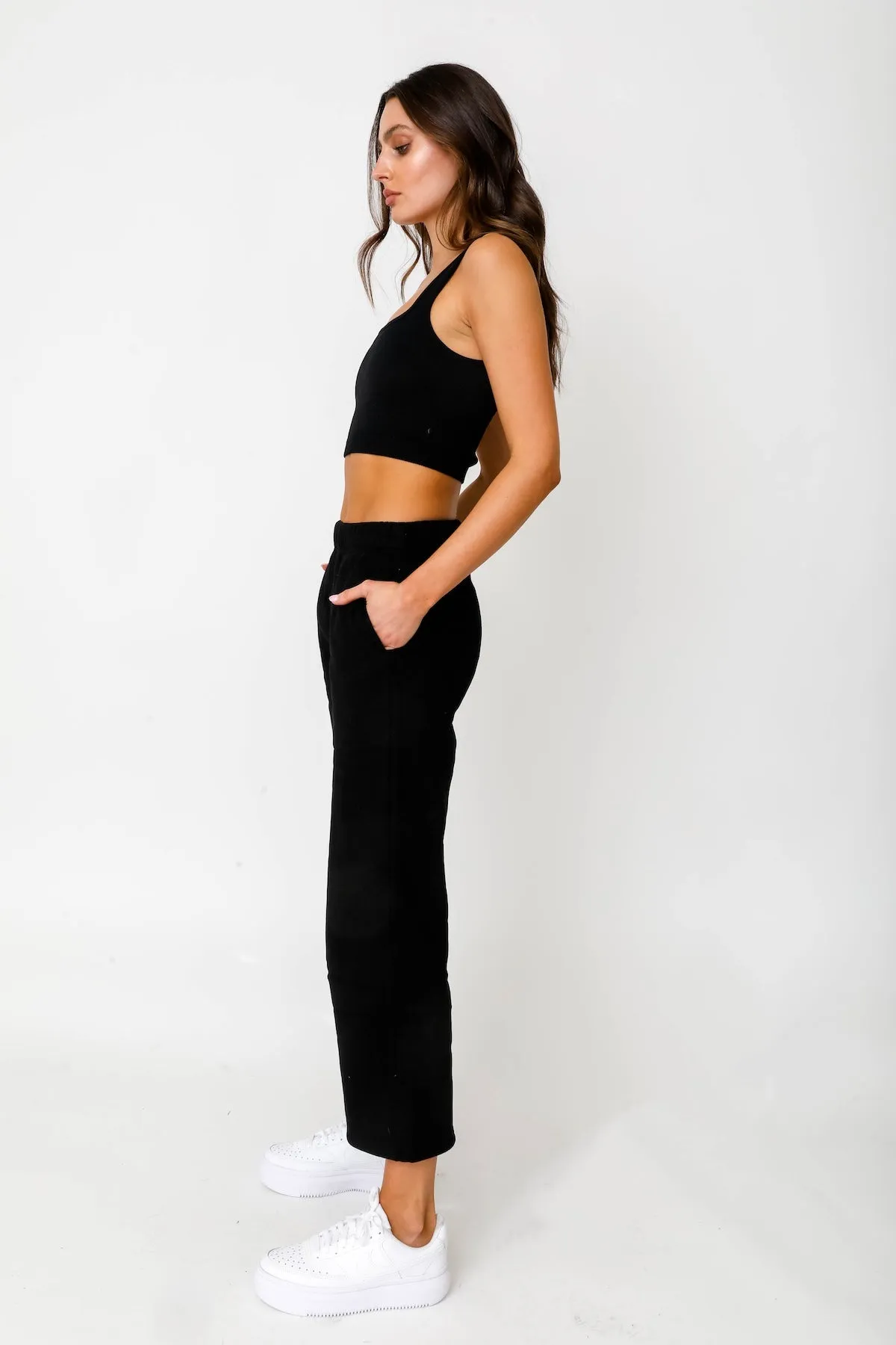 Wide Leg Sweatpants - Black