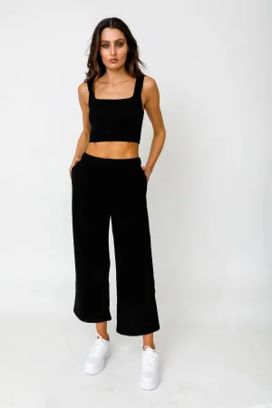 Wide Leg Sweatpants - Black