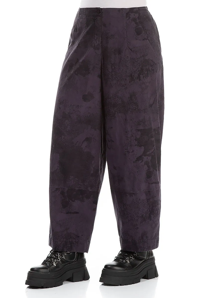 Wide Vintage Violet Marble Cotton Trousers