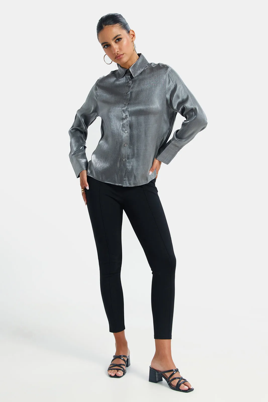 Women Silver Shimmer Blouse