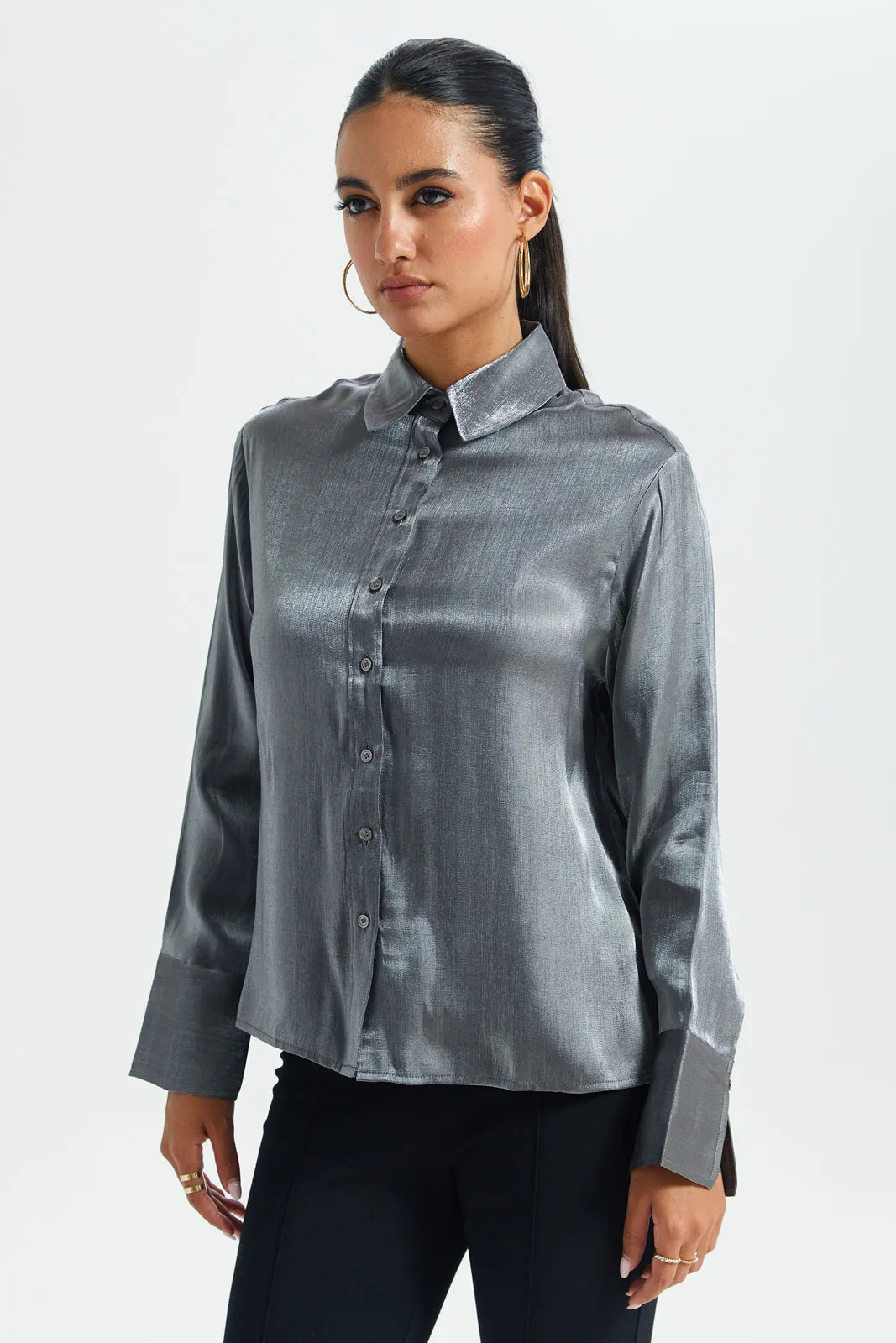 Women Silver Shimmer Blouse