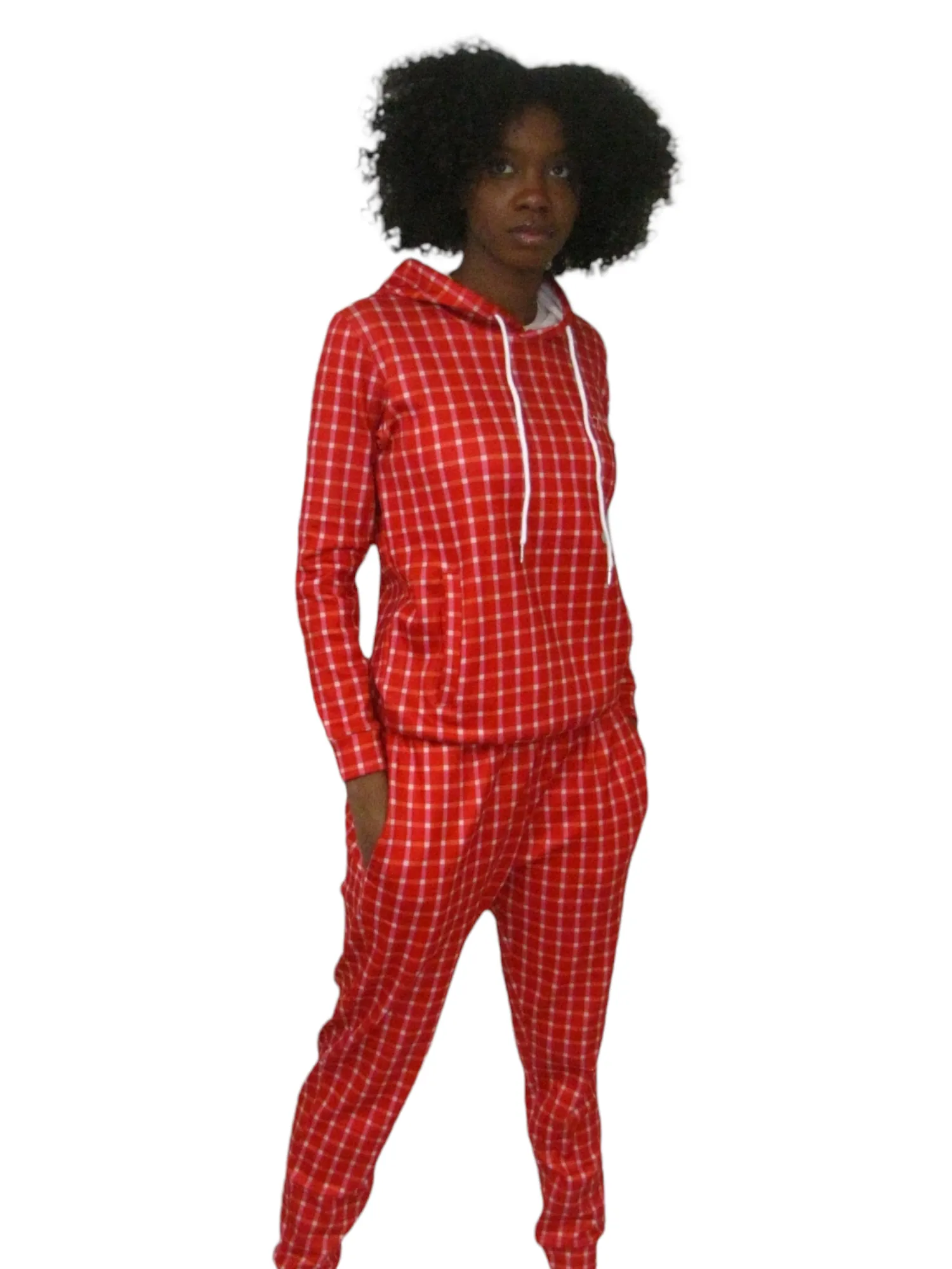 Women’s Casual Red Stripe Tracksuit Set – Bold & Comfortable Two-Piece Outfit